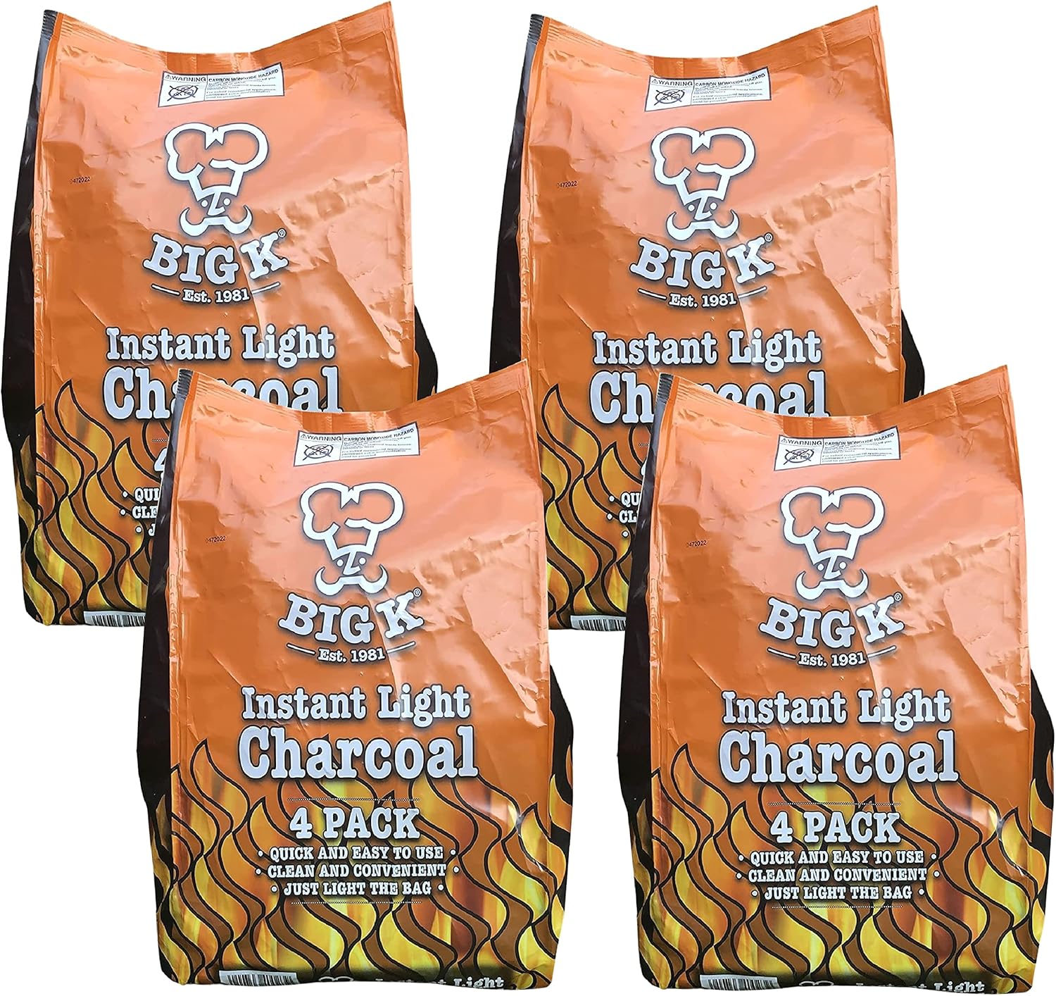 Instant Light Lumpwood Charcoal Bags 4x1kg BBQ Coals Instant Bags