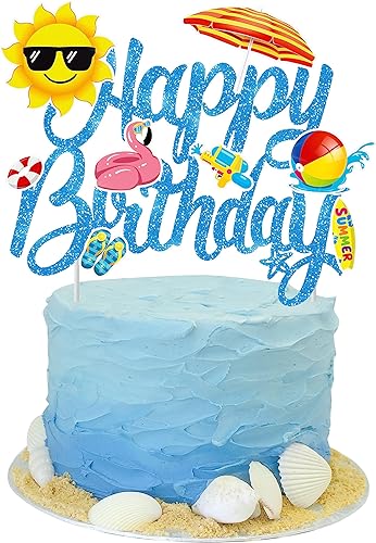 Miniatura 2 de Decoración de pastel de playa de verano para piscina, selección de pastel de cumpleaños, decoración de pastel de feliz cumpleaños, decoración de