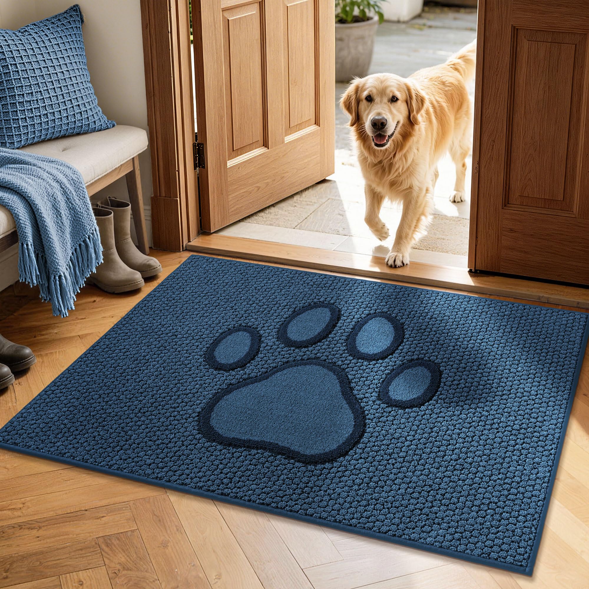 Dog Door Mat - Paw Print Entry Rug -14