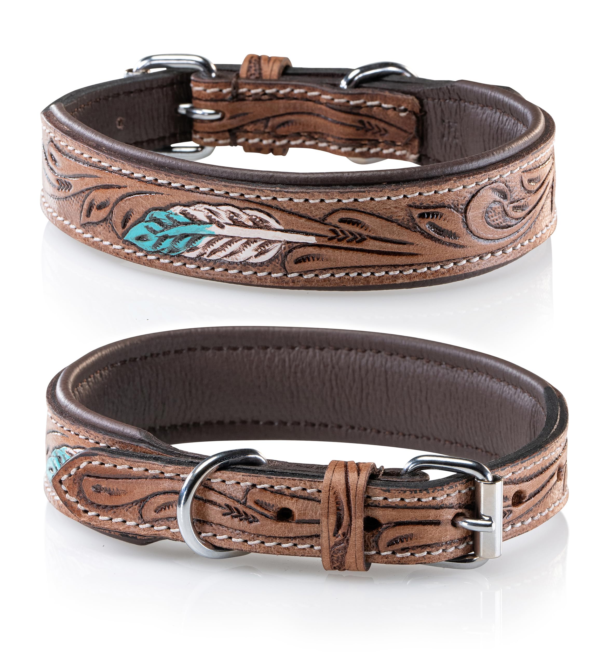 Collier pour chien en cuir rembourré Jack & Russell Chloé multicolore de taille moyenne et petite