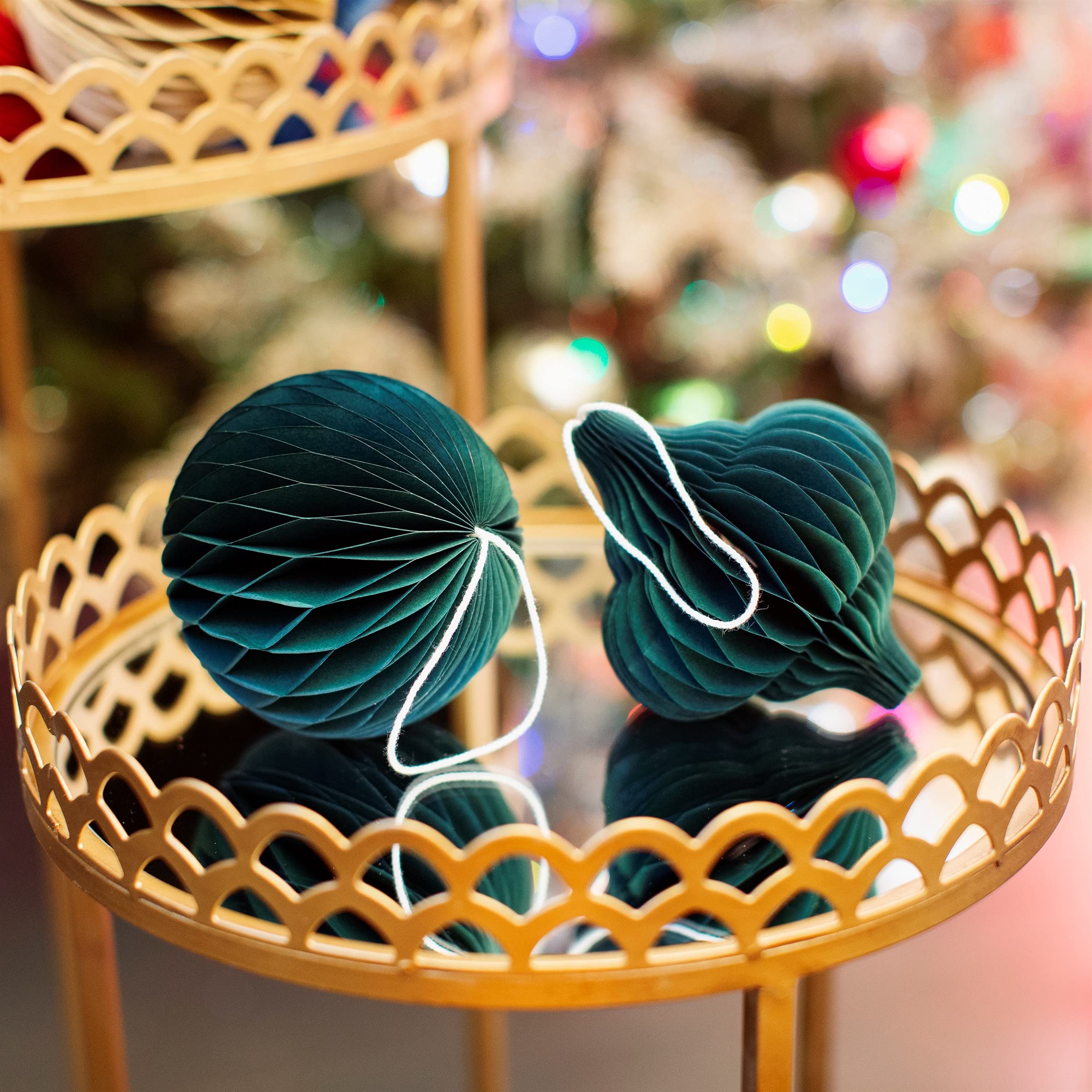 Sass & Belle Forest Green Paper Honeycomb Hanging Decoration - Set Of 2