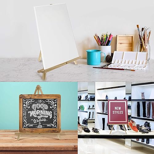 Miniatura 5 de U.S. Art Supply Caballete de mesa de madera natural de 16 pulgadas (paquete de 4)  Soporte de lona ajustable con marco en A para pintar fiestas y