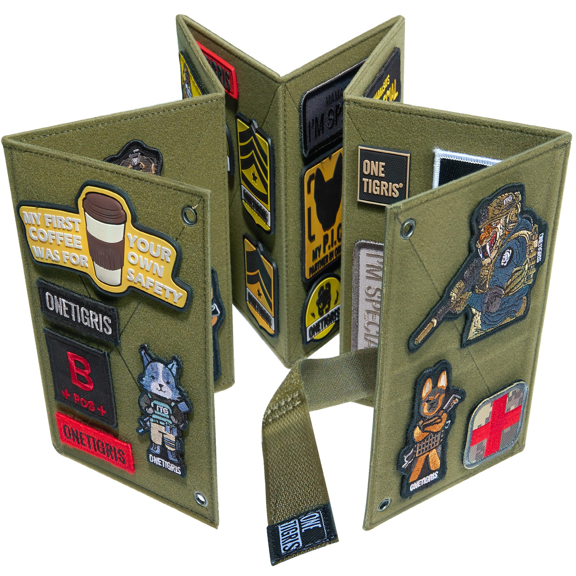 Onetigris Ranger Green Foldable Tactical Board Panel Holder, Display Board Organizer For Hook & Loop Patch Collections, Military Patch,
