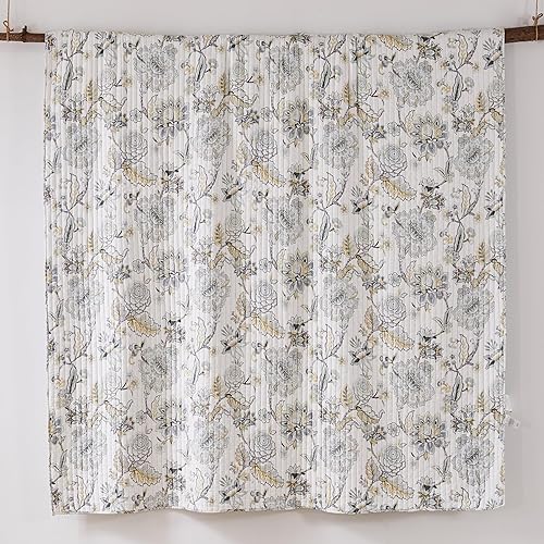 Miniatura 5 de Levtex Home - Juego de edredón Ophelia Spa - Edredón King y dos fundas de almohada King - Floral - Spa gris crema ocre - Edredón (106 x 92 pulgadas)