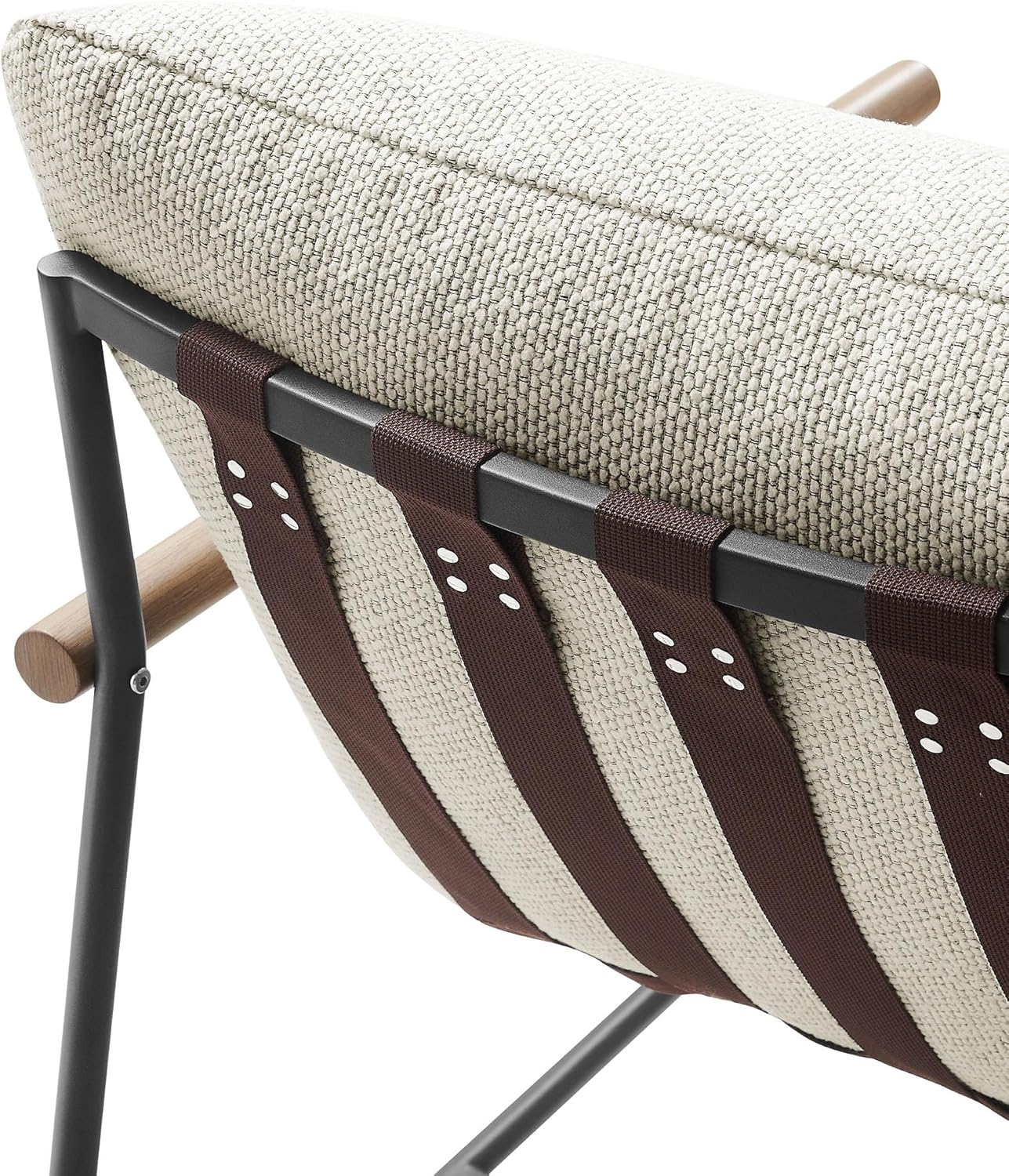 Modway Raya Outdoor Patio Sling Chair with Ottoman Set in Ivory - Comfy Accent Lounge Chair and Footstool with Removable Boucle Fabric Cushions for Porch, Deck, Backyard