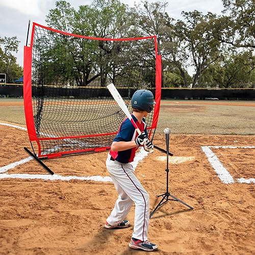 Miniatura 7 de Nova Microdermabrasion Red de béisbol y sóftbol de 5 x 5 pies con marco de arco, camiseta de bateo, red de práctica portátil para golpear y lanzar