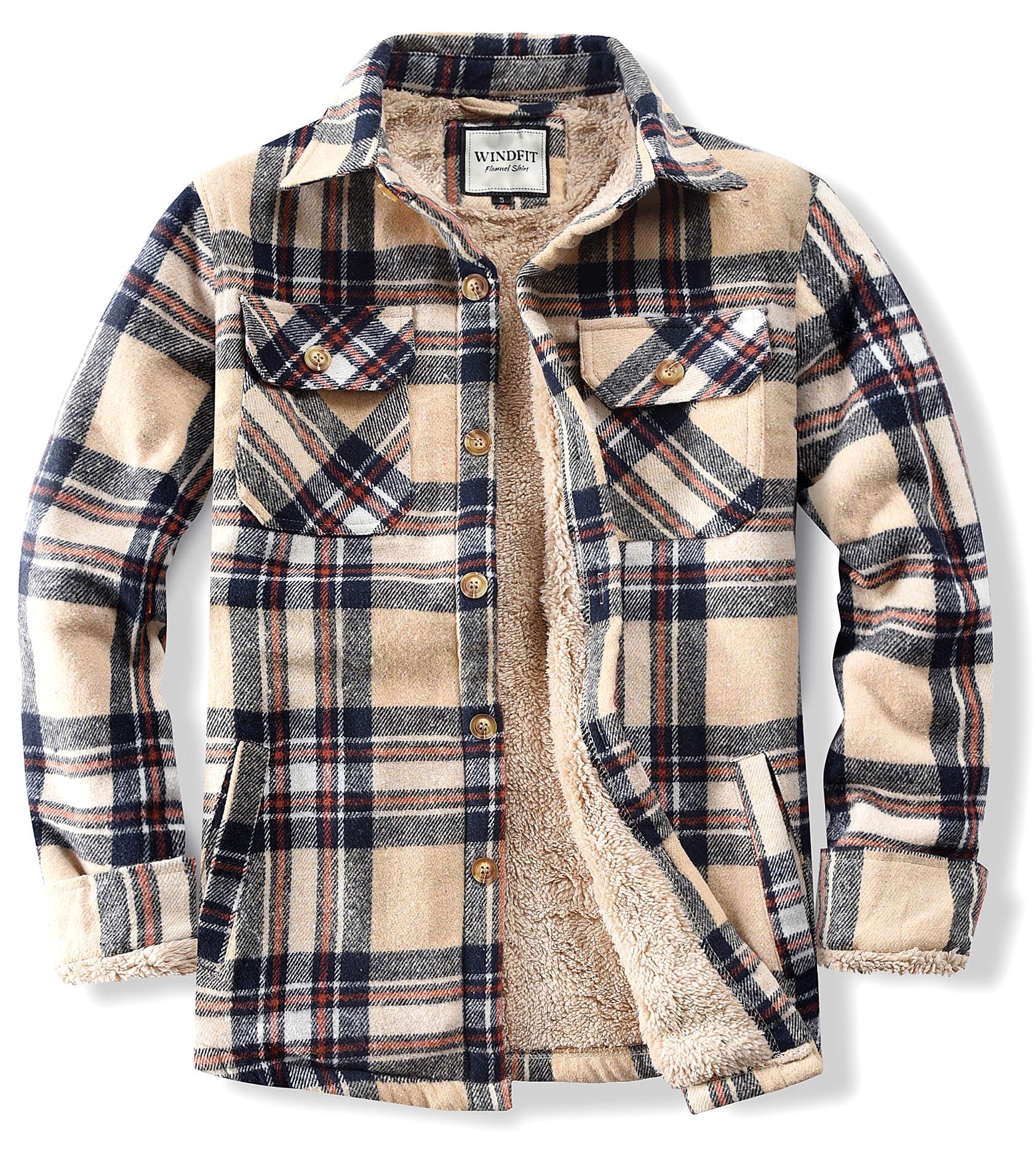 WINDFIT Sherpa Lined Flannel Shirt Jacket