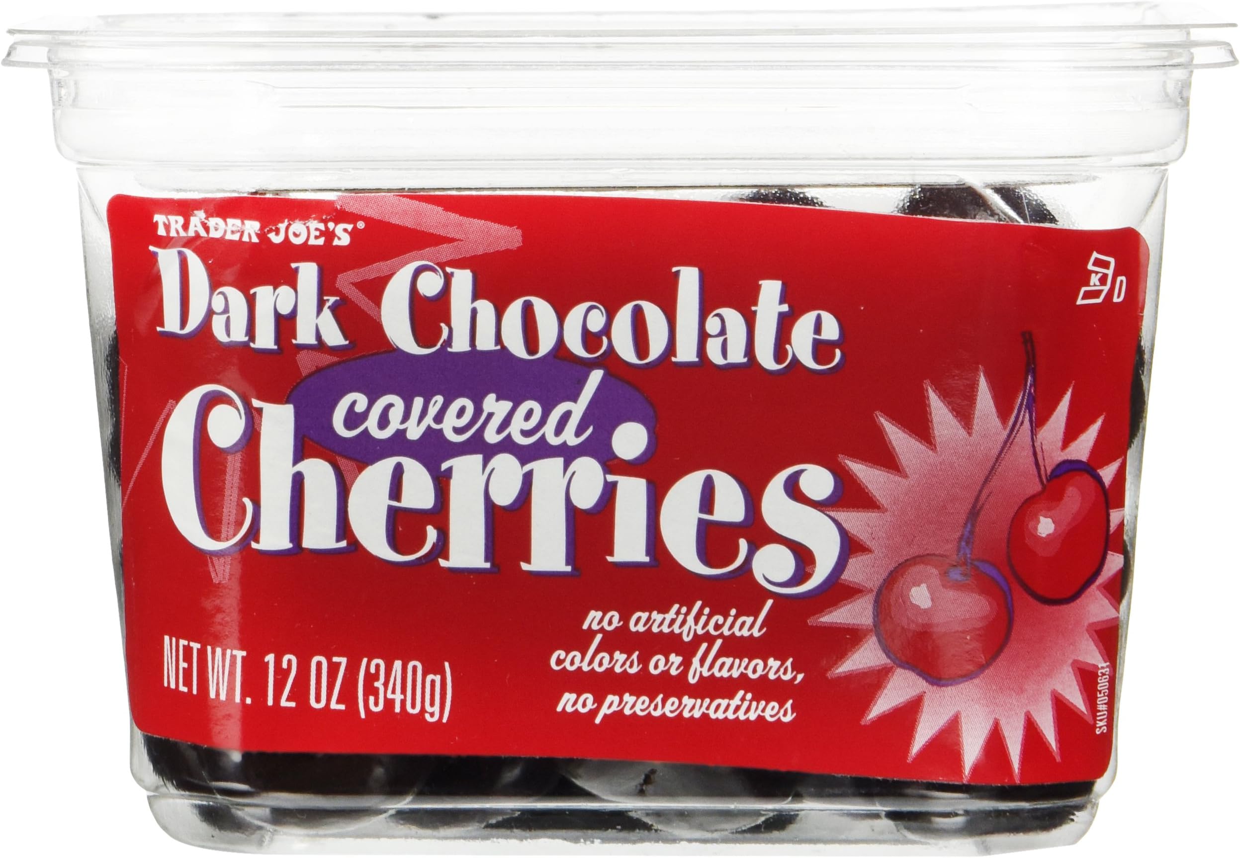 Dark Chocolate Covered Cherries No Artificial Colors or Flavors, No Preservatives ,12 OZ