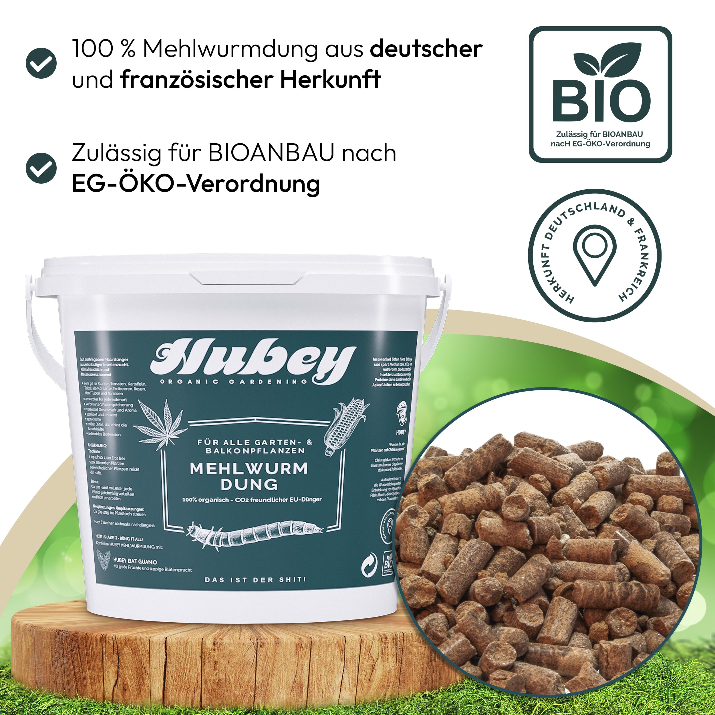 Hubey Mehlwurmdung Insektenkot, Biologischer Naturdnger Universaldnger  und Bodenverbesserer (1 kg) : Amazon.de: Garten
