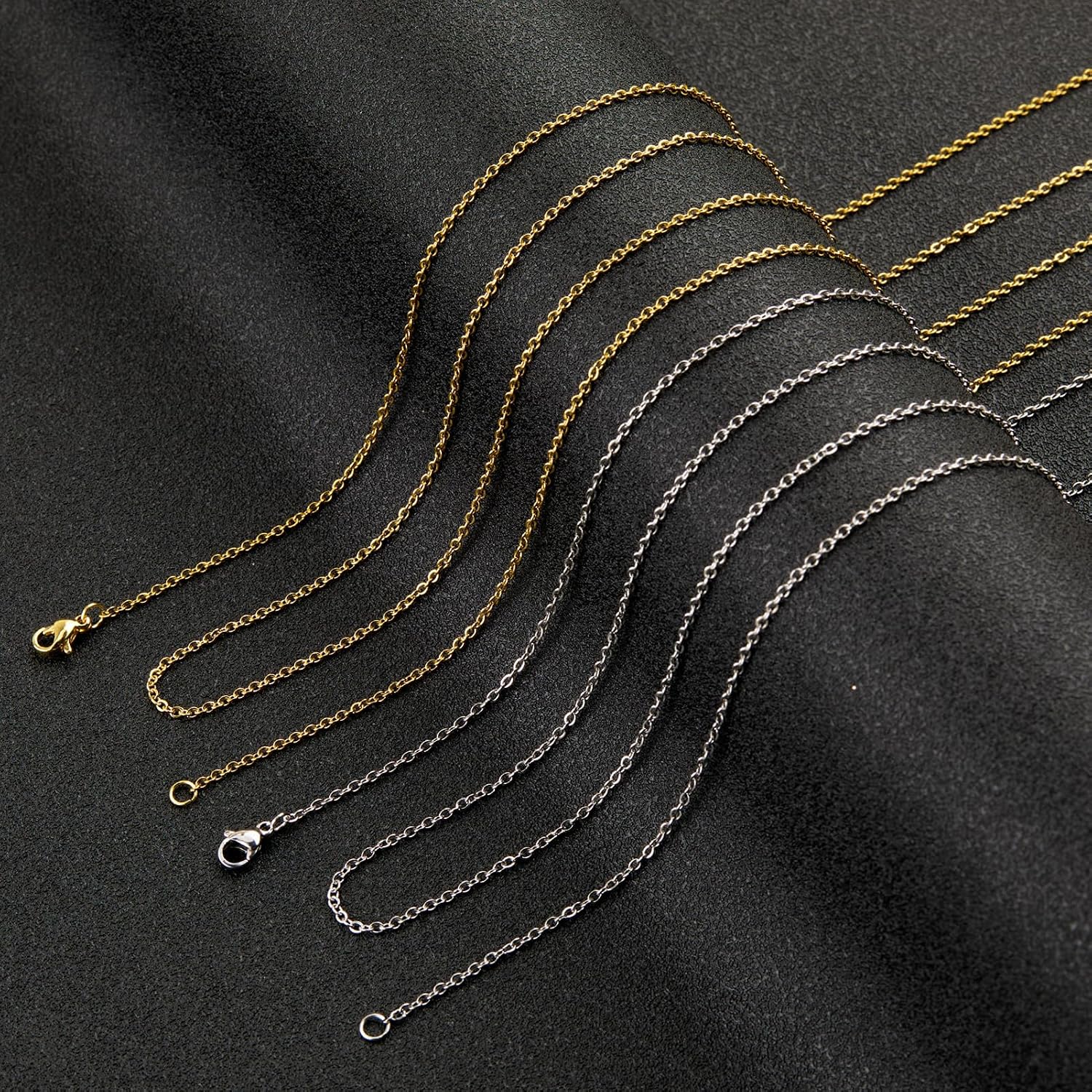 UMAOKANG 2 Rolls 65.6 Feet Chain for Jewelry Making Stainless Steel Cross Chains Bulk with Jump Rings and Lobster Clasps