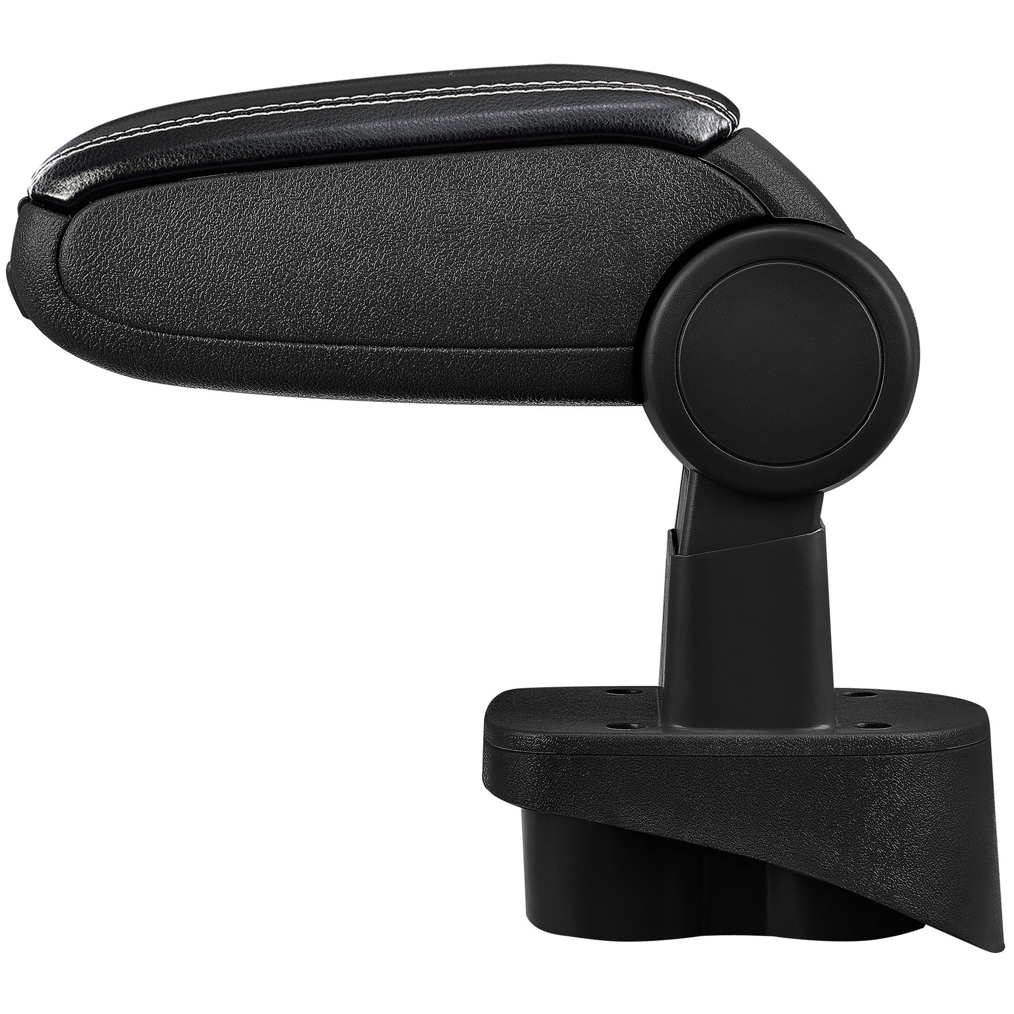 pro.tec Reposabrazos Central - apoyabrazos con Compartimento - tapizado - Polipiel - Negro con Costuras de Color Blanco