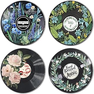 Hippie Decor, Posters for Room Aesthetic - Botanical Wall Art, Record Decor, 4 Pcs 12"