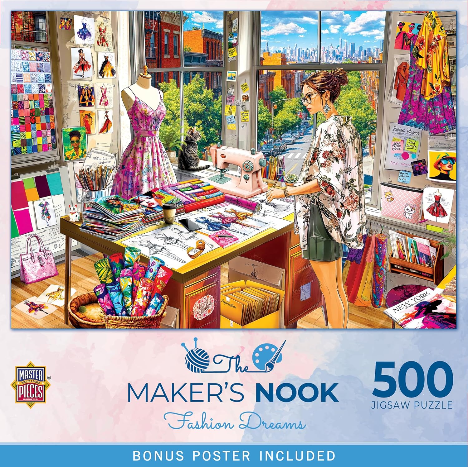 MasterPieces 500 Piece Jigsaw Puzzle for Adults, Family, Or Youth - Maker's Nook - Fashion Dreams - 21"x15"