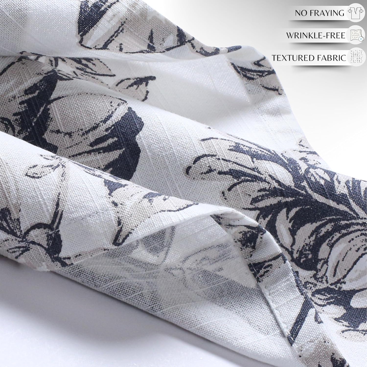 Ramanta Home Cloth Napkins Set of 12, Grey Beige 18x18 Inches - Decorative Floral Toile Print Fall Dinner Napkins for Easter Decor Wedding, Soft Washable Cotton Printed Table Linen for Everyday Use