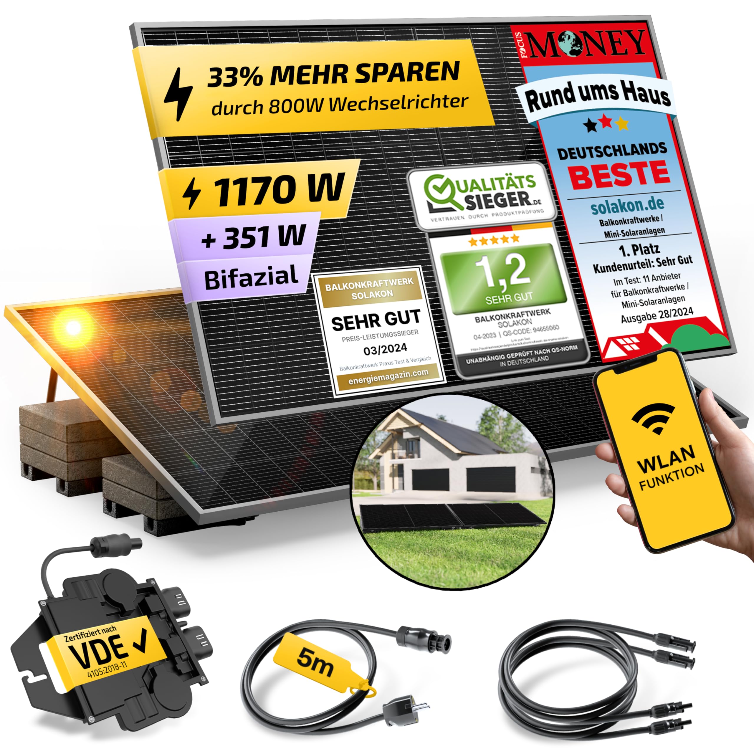 AX Wechselrichter IS-080 800W Mit Bluetooth & WLAN - Mikrowechselrichter IP67 Für Balkonkraftwerke