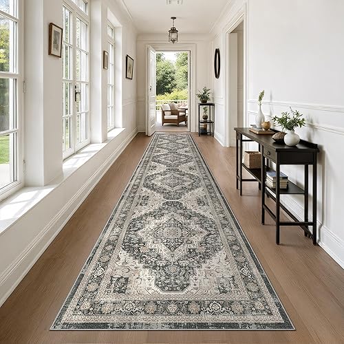 Miniatura 190 de Alfombras de área de 8 x 10 pies para sala de estar, vintage lavable con parte trasera antideslizante, resistente a las manchas, alfombra de área