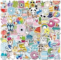 Reaeon 100 PCS Cute Waterproof Vinyl Stickers for Water Bottles, Laptops, Notebooks - Aesthetic Colorful Designs for Kids, Teens, Girls