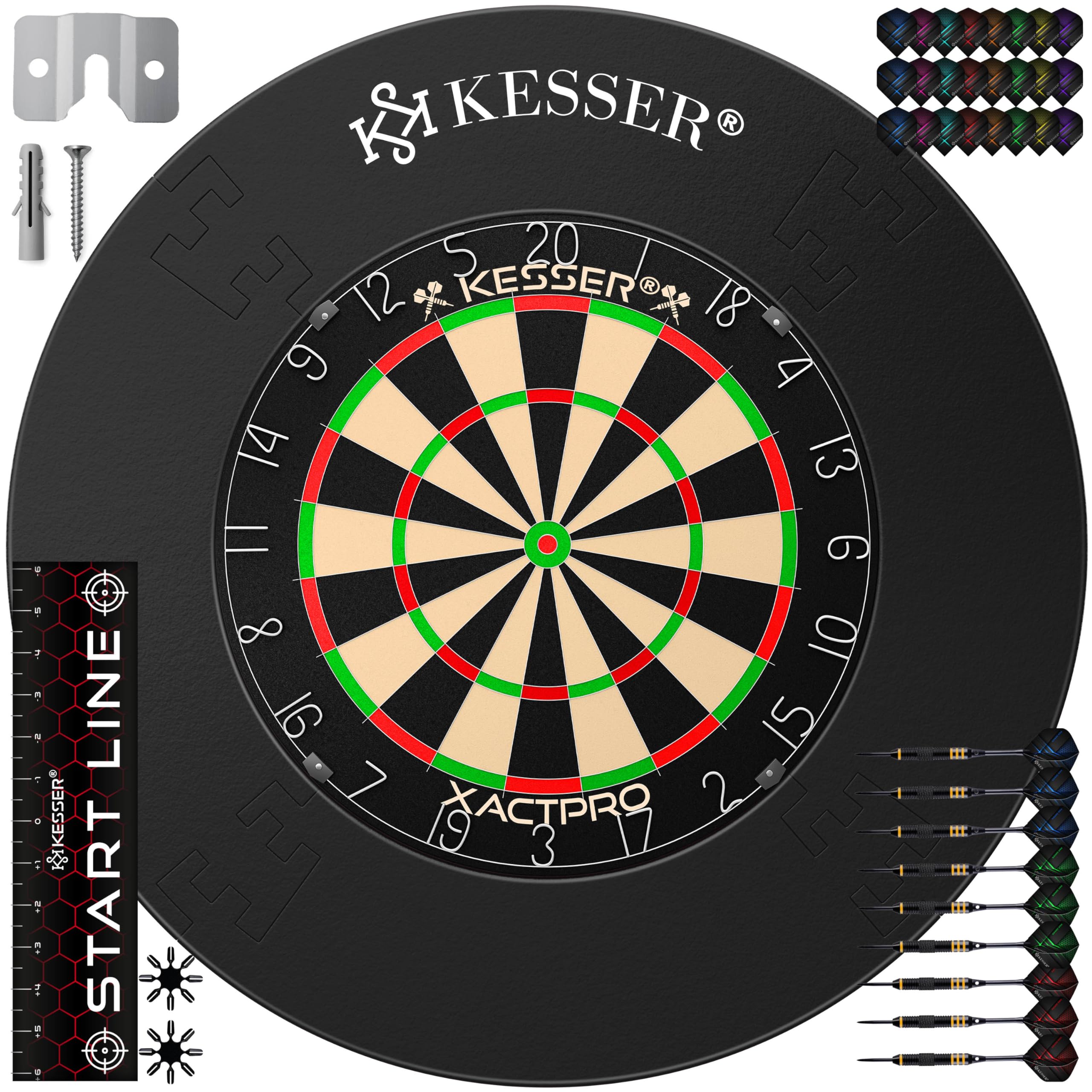 KESSER® Bersaglio in sughero professionale con 9 freccette in acciaio, set