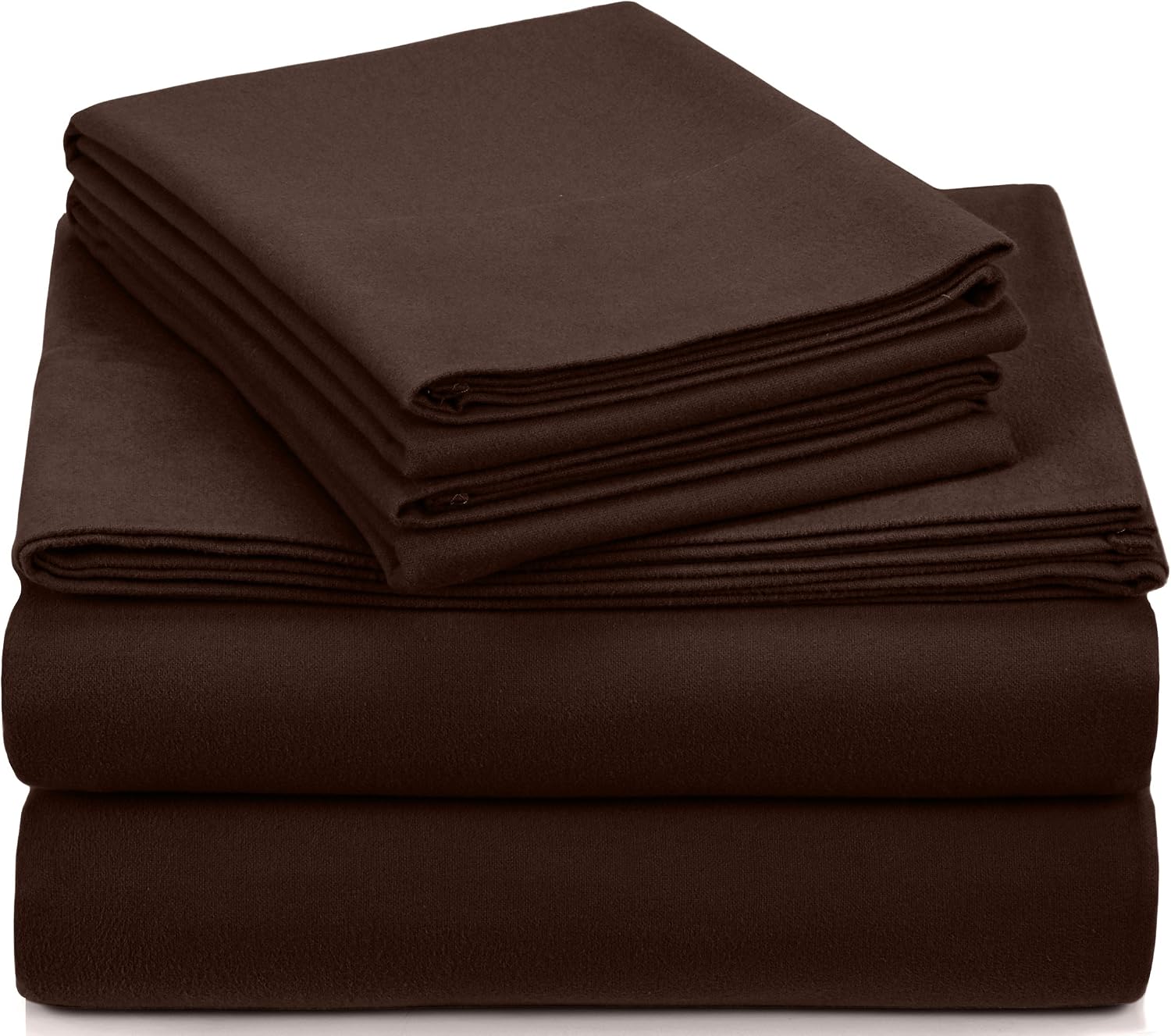 Amazon Brand – Pinzon Signature Cotton Heavyweight Velvet Flannel Sheet Set - King, Italian Roast