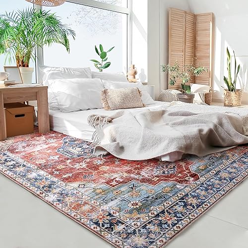 Miniatura 4 de Alfombra vintage de 9 x 12 pies para sala de estar, extra grande, estilo bohemio, con parte trasera antideslizante para oficina, dormitorio y