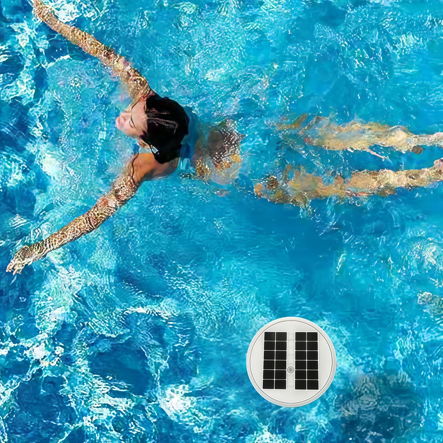 Solar Pool Ionizer, Copper Pool Ionizer Floater Auto Switching of Multi-Colored LED Night Light, Floating Pool Cleaner