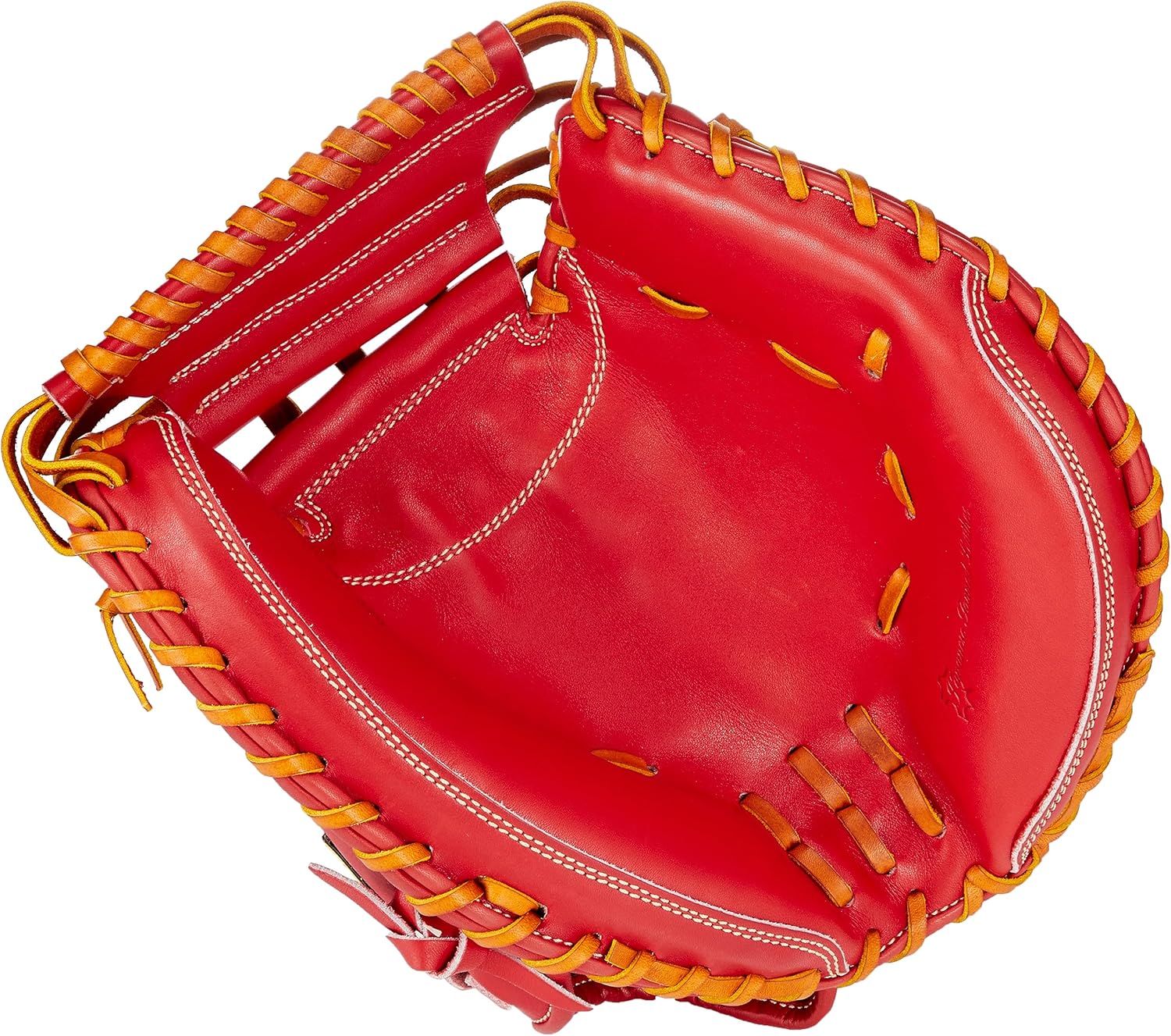 ZETT BPROCMP320 Hard Baseball Catcher Mitt, Prostatus, for Catchers, Right Throw, Deep Orange x Oak Brown