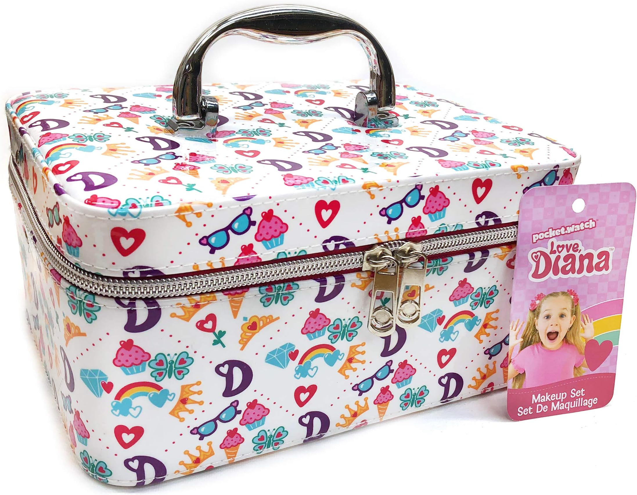 918494.002 Deluxe Train Set-Make Up Toy in Zip-Up Carry Case for Girls- White