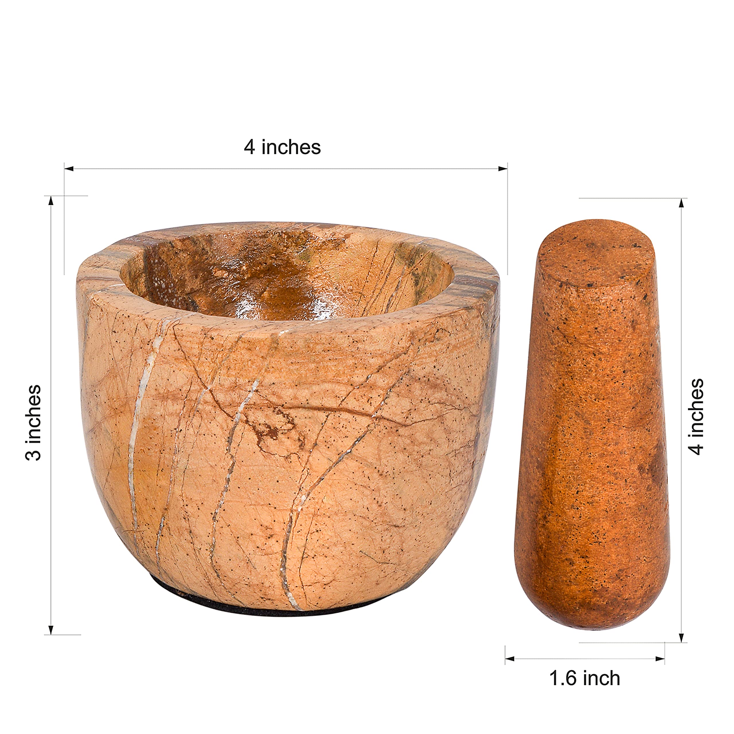 Divit Shilp Mortar and Pestle, Made of Heavy Duty Polished Hard Stone, Natural Stone Grinder for Spices Pastes, Herbs - Image 4