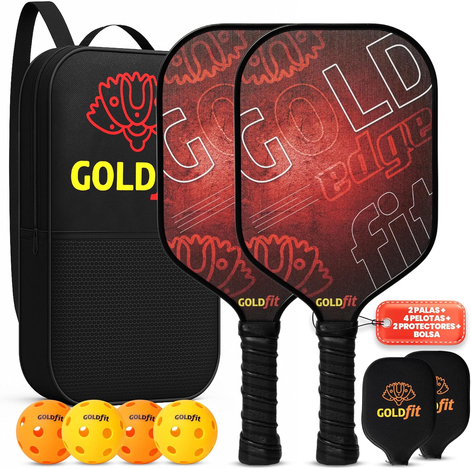 Set de palas de pickleball de fibra de carbono con pelotas y bolsa