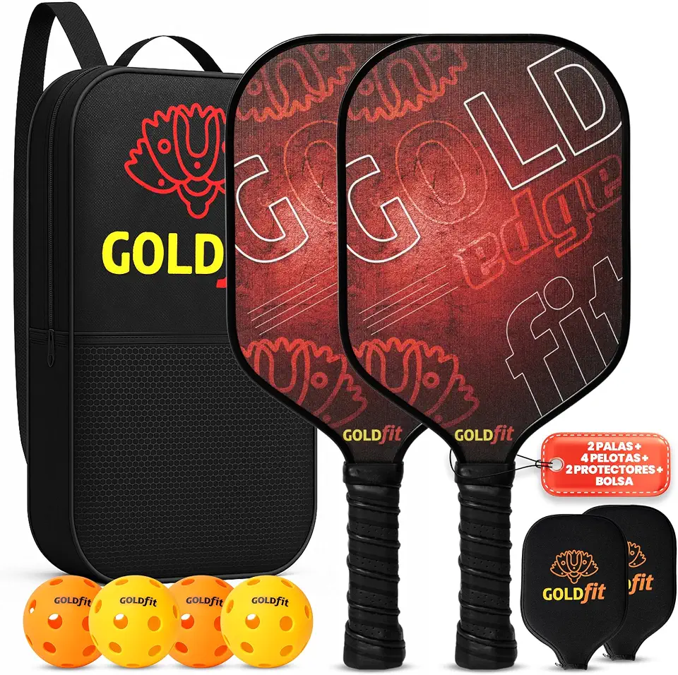 Juego de Paletas de Pickleball, Raquetas de Fibra de Carbono Texturizada con 4 Pelotas y Bolsa, Ligeras, Ergonómicas, Antideslizantes, para Hombres y Mujeres de Todos los Niveles