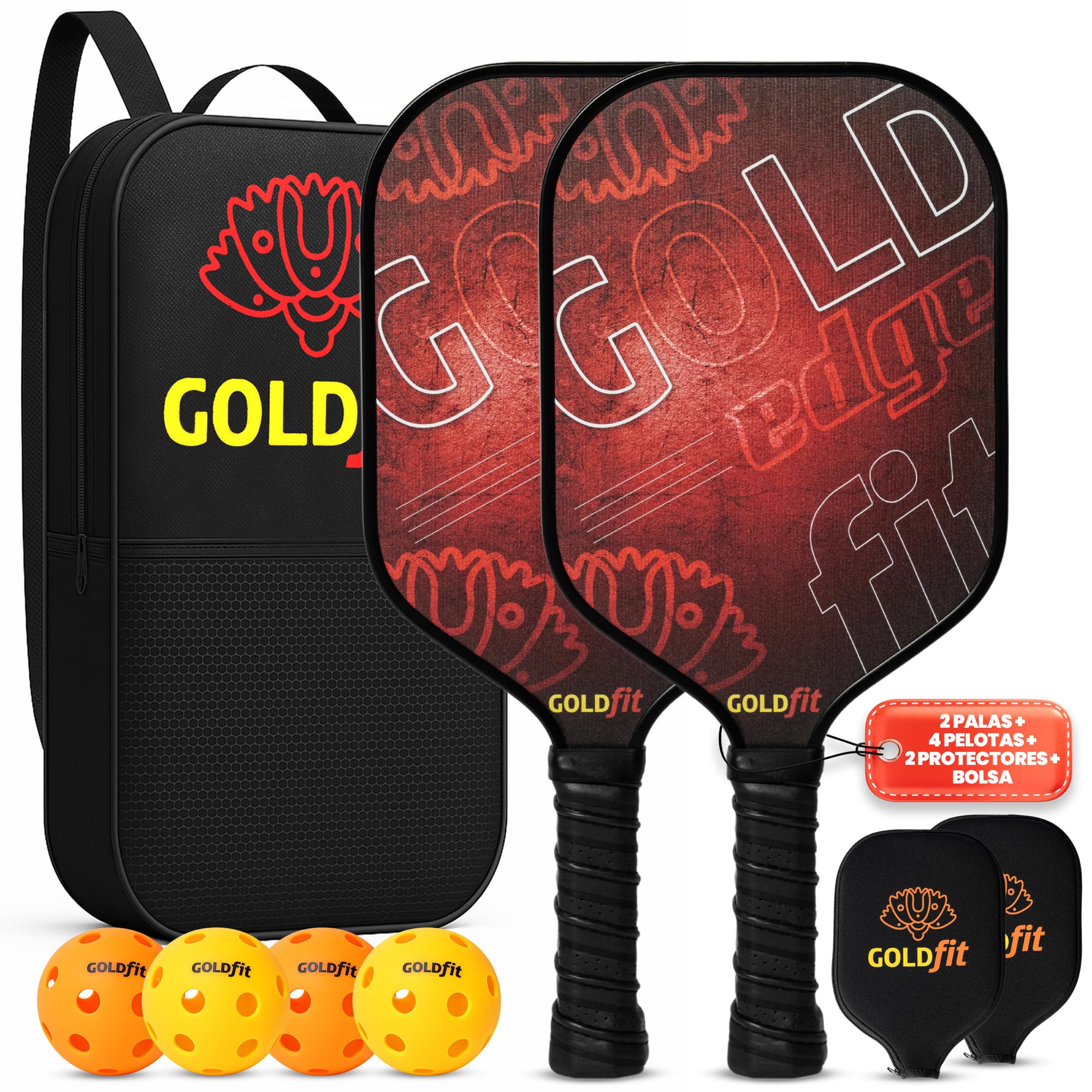 Juego de Paletas de Pickleball, Raquetas de Fibra de Carbono Texturizada con 4 Pelotas y Bolsa, Ligeras, Ergonómicas, Antideslizantes, para Hombres y Mujeres de Todos los Niveles