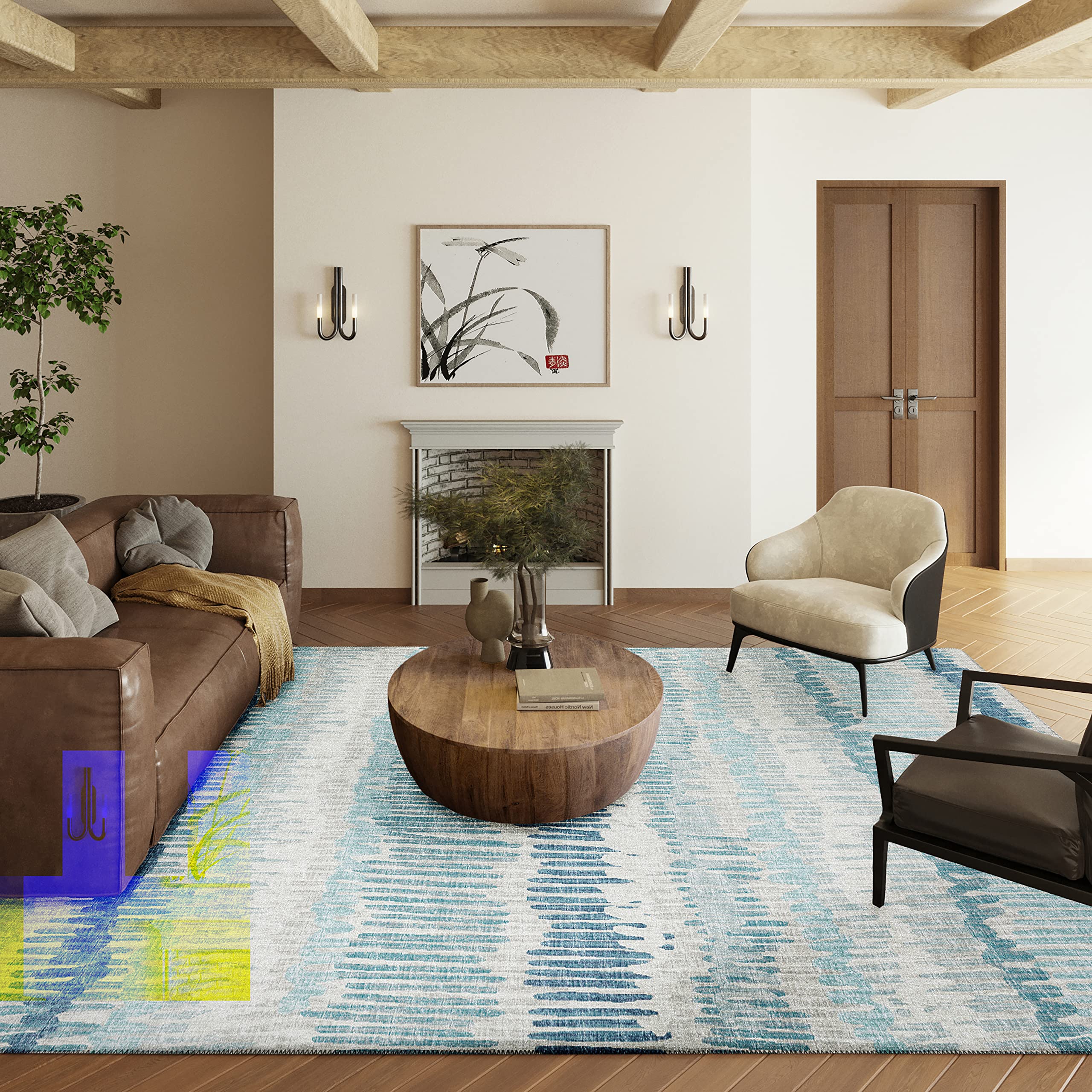 Addison Rugs Rylee ARY34 Blue Washable 10' x 14' Indoor Outdoor Area Rug, Easy Clean, Machine Washable, Non Shedding, Bedroom, Entry, Living Room,