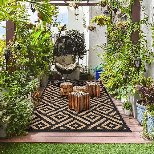 Miniatura 6 de GENIMO - Tapete de exterior para patio, 9 x 12 pies, impermeable, reversible, de plástico, grande, para campamento, caravana, terraza, porche,