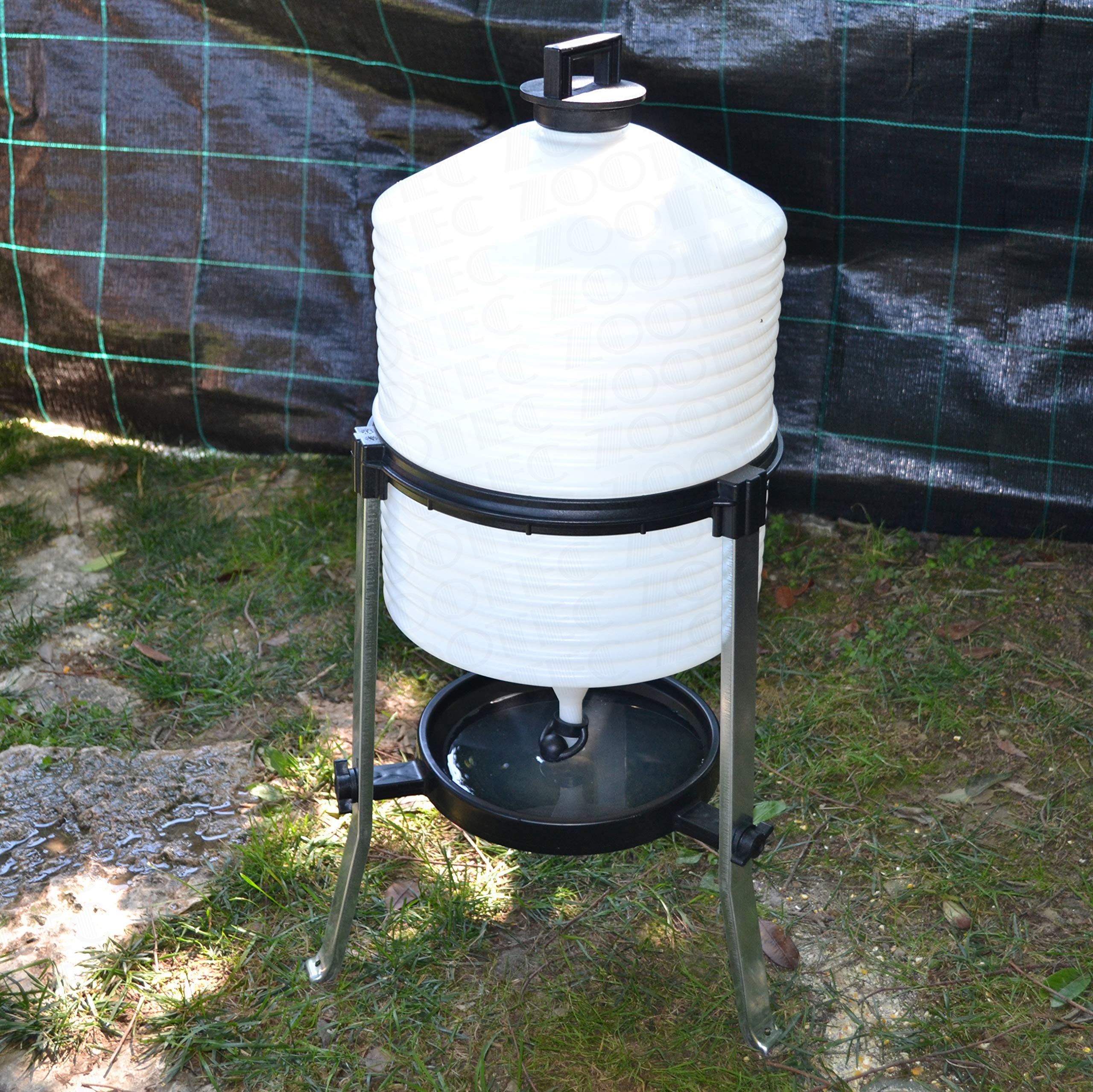 Zootec Bebedero para gallinas, Pollos, Patos, Gansos, Gansos, automático de plástico con depósito de 30 litros, fácil de Rellenar, Mover y Limpiar [Made in Italy] + Guantes Talla 9