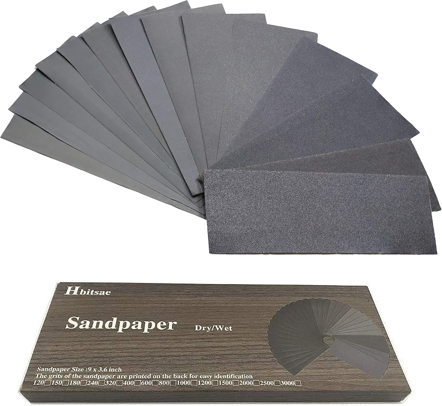 Hbitsae 42PCS Sandpaper, 120 to 3000 Assorted Grit Sand Paper for Wood