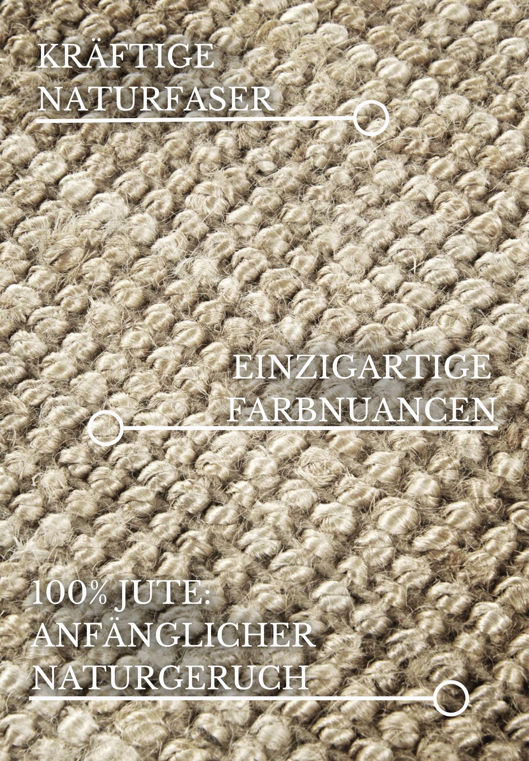 Villeroy & Boch Jute Teppich Rosalie - Natur Wohnzimmerteppich Handgewebt & Umweltfreundlich - Boho Teppich für Wohnzimmer, Schlafzimmer, Esszimmer – Natur Weiß, 200x290cm