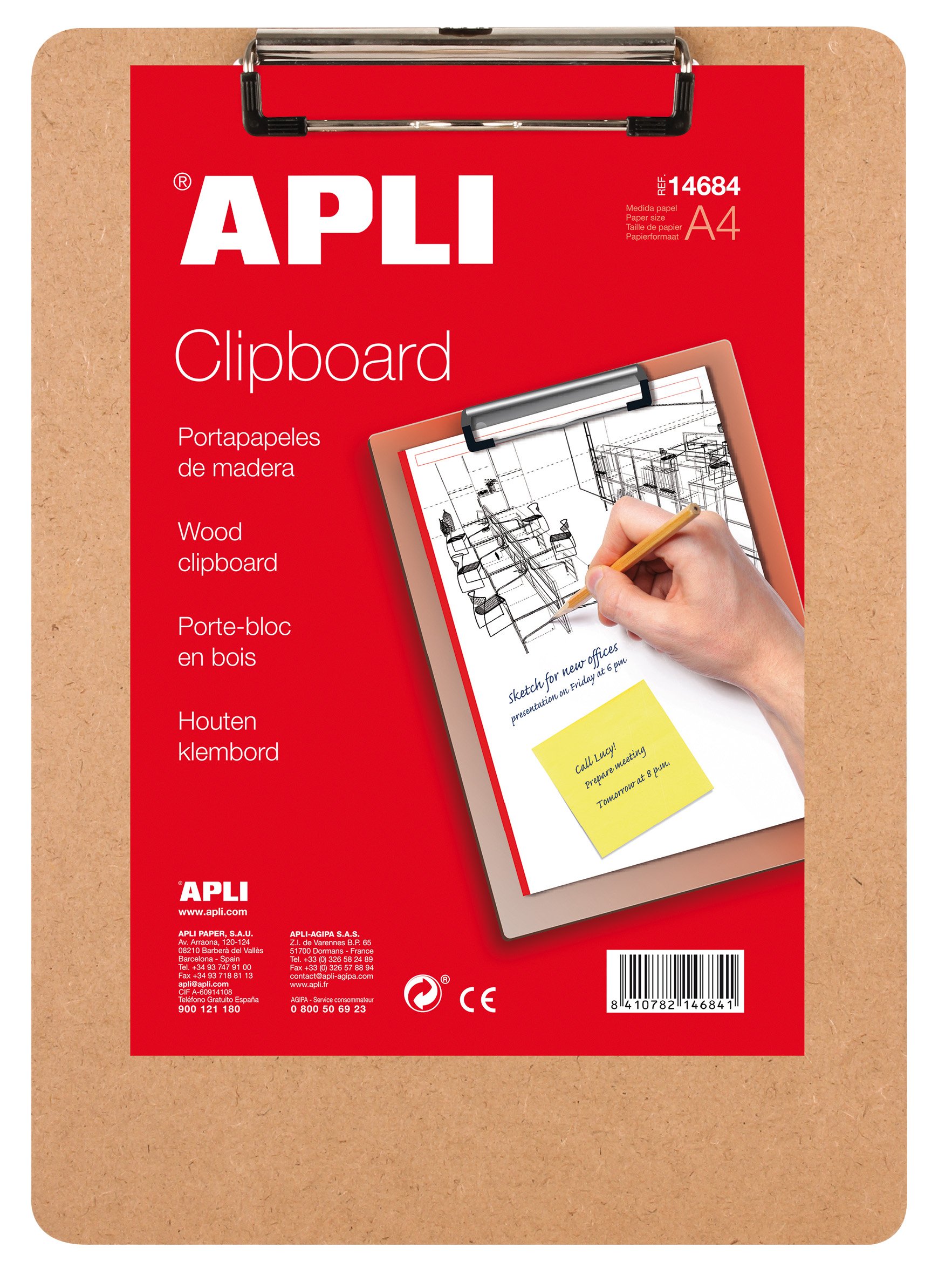 APLI 14684 - Clipboard madera A4