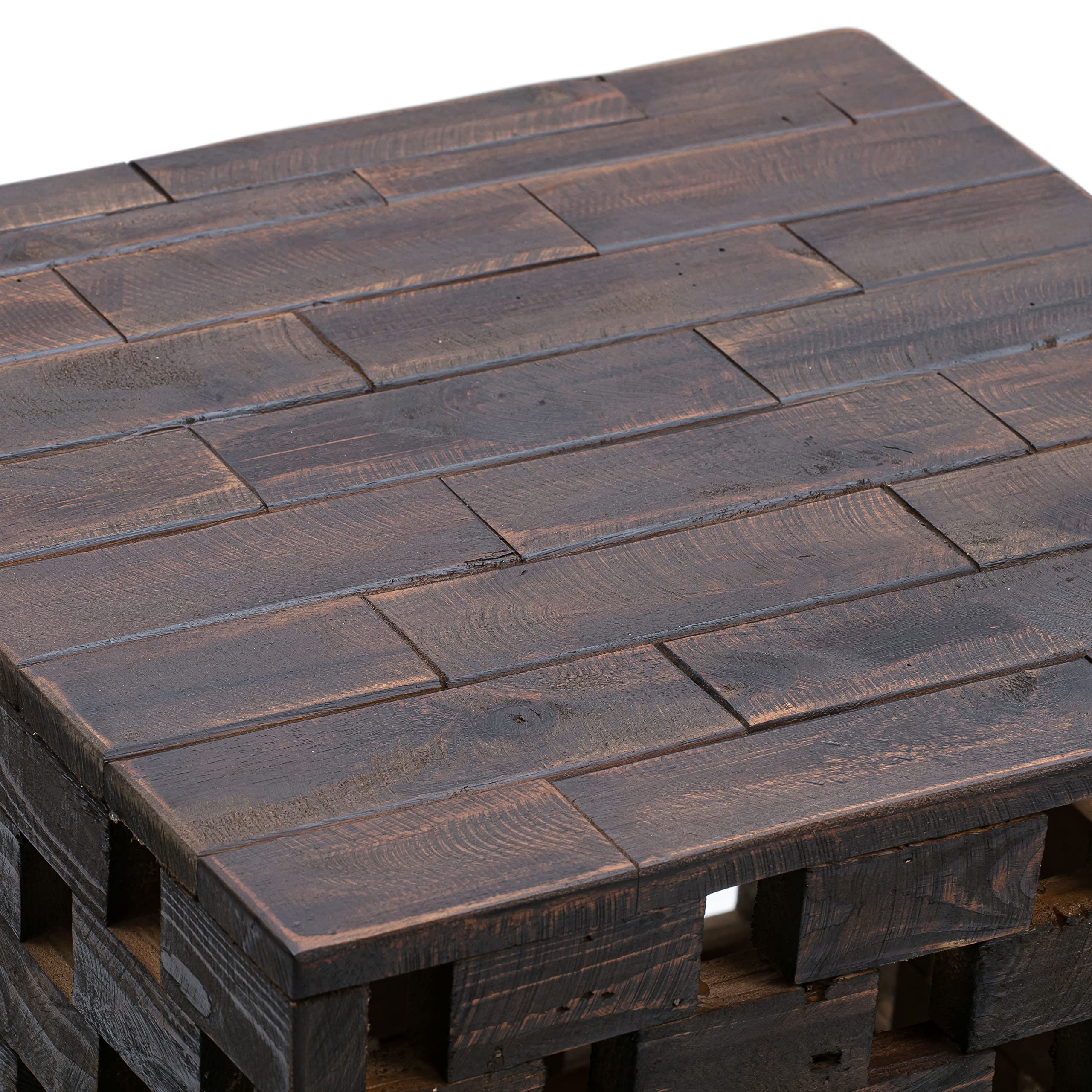 Amazon Aware Hocker und Pflanzenständer aus recyceltem Holz, in Schachbrett-Optik, für draußen, kakaofarben
