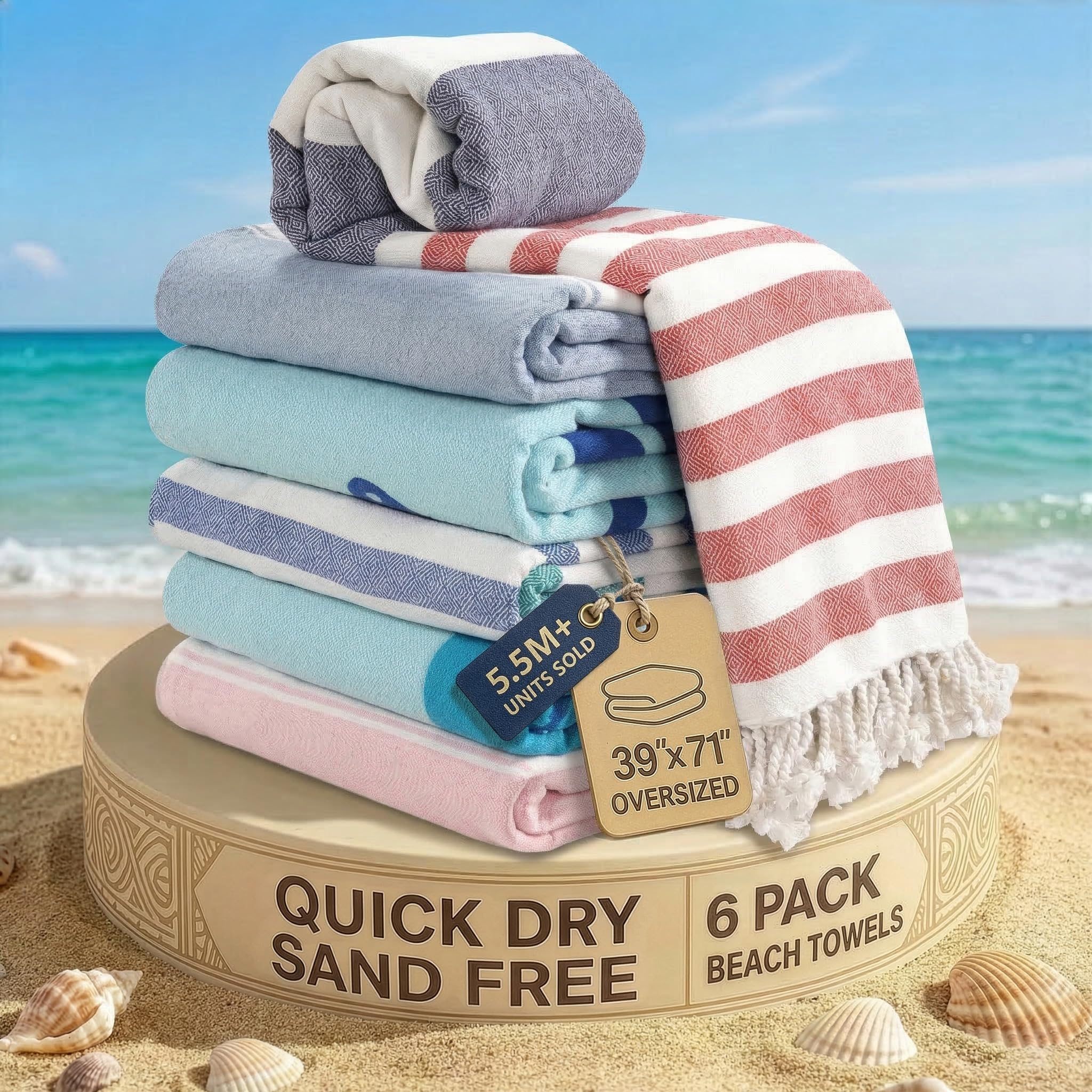 Amazon.com: LANE LINEN Turkish Beach Towels Set of 6 – Pre-Washed