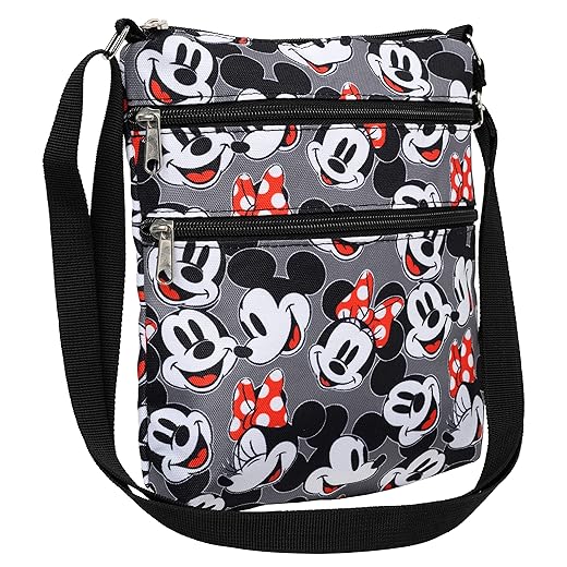 Disney Crossbody Bag Mickey Minnie Mouse All Over Print Passport Travel