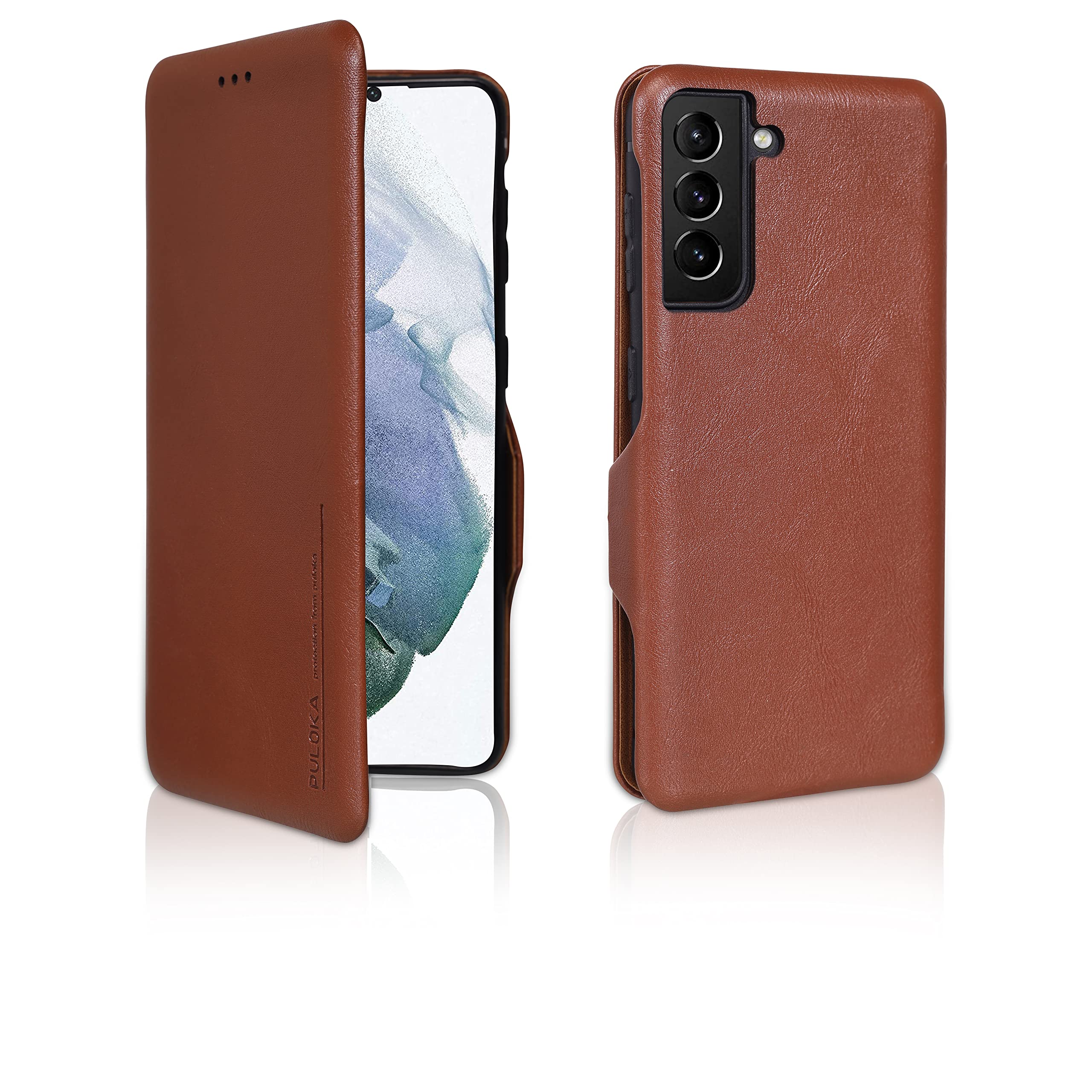 PULOKA for Samsung Galaxy S23 - Sleek Flip Case - Premium Vegan Leather Phone Cover with Card Slot - Slim, Durable, Privacy Protection - Kickstand Function - Elegant Flip Wallet Cases - Brown (B0C3D8L4YM) Amazon Price History, Amazon Price Tracker