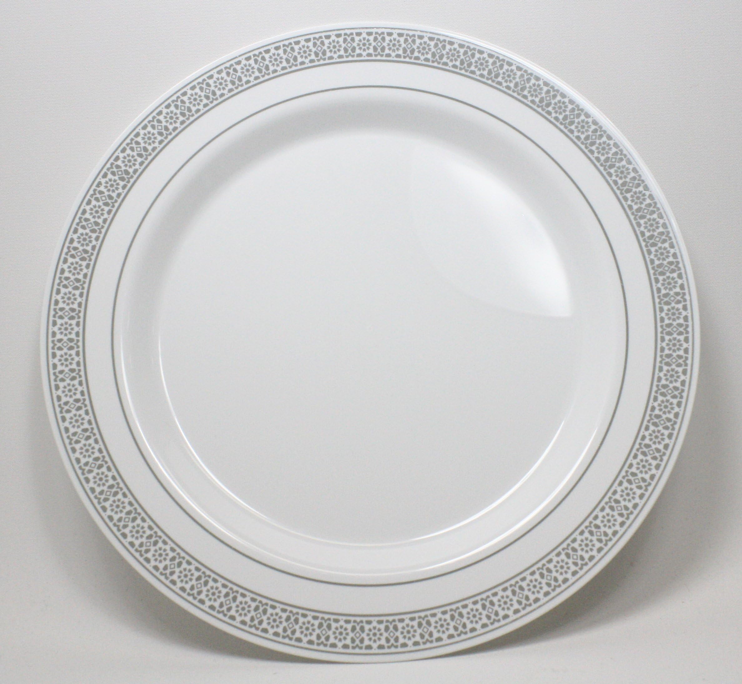 Palatial Silver Dinner Plates - 10.5" (Set of 10)