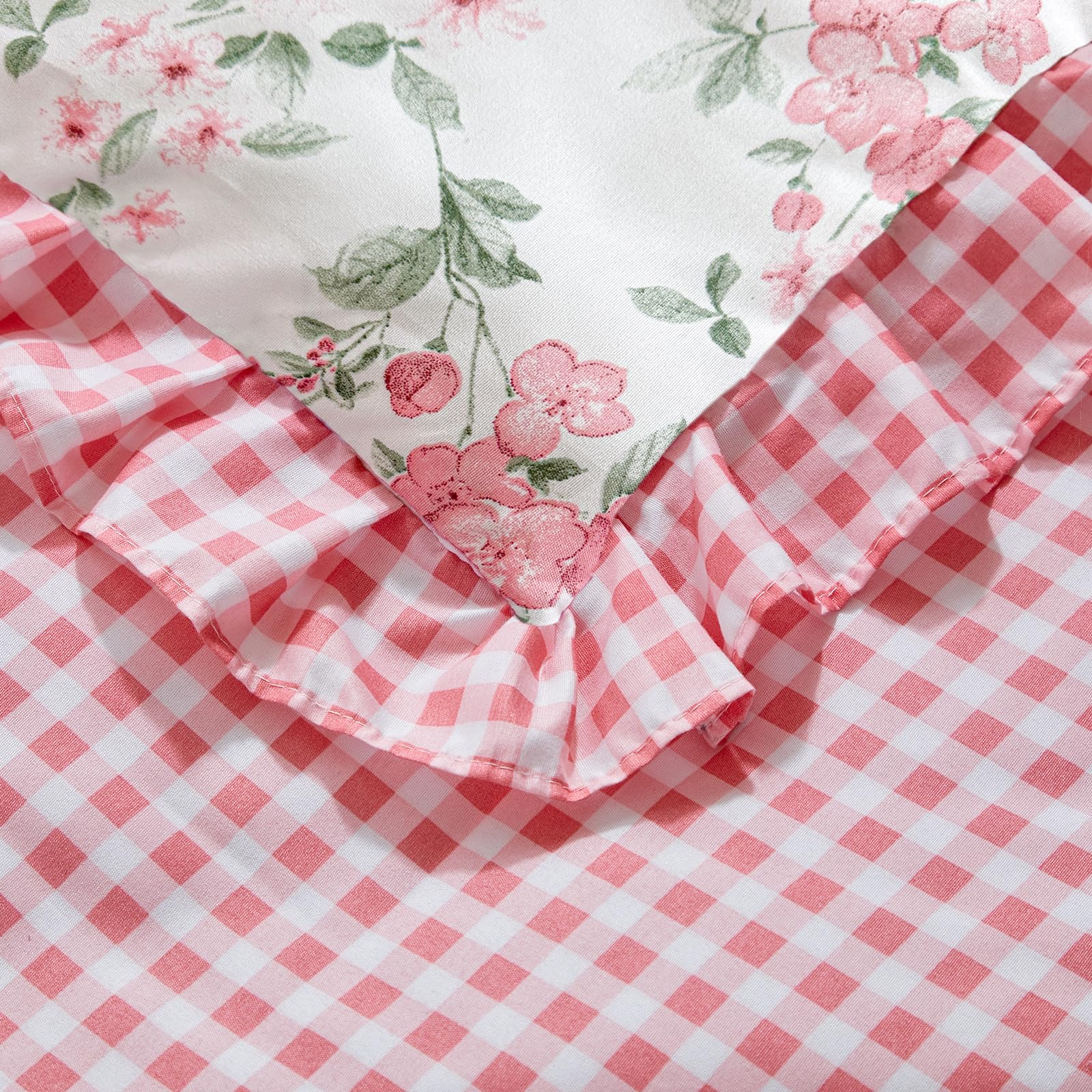 Juego de ropa de cama floral para cuna con volantes, edredón acolchado de flores blancas y rosas con sábana bajera y falda de cama para bebés y niñas, bonito juego de cama con volantes, diseño de