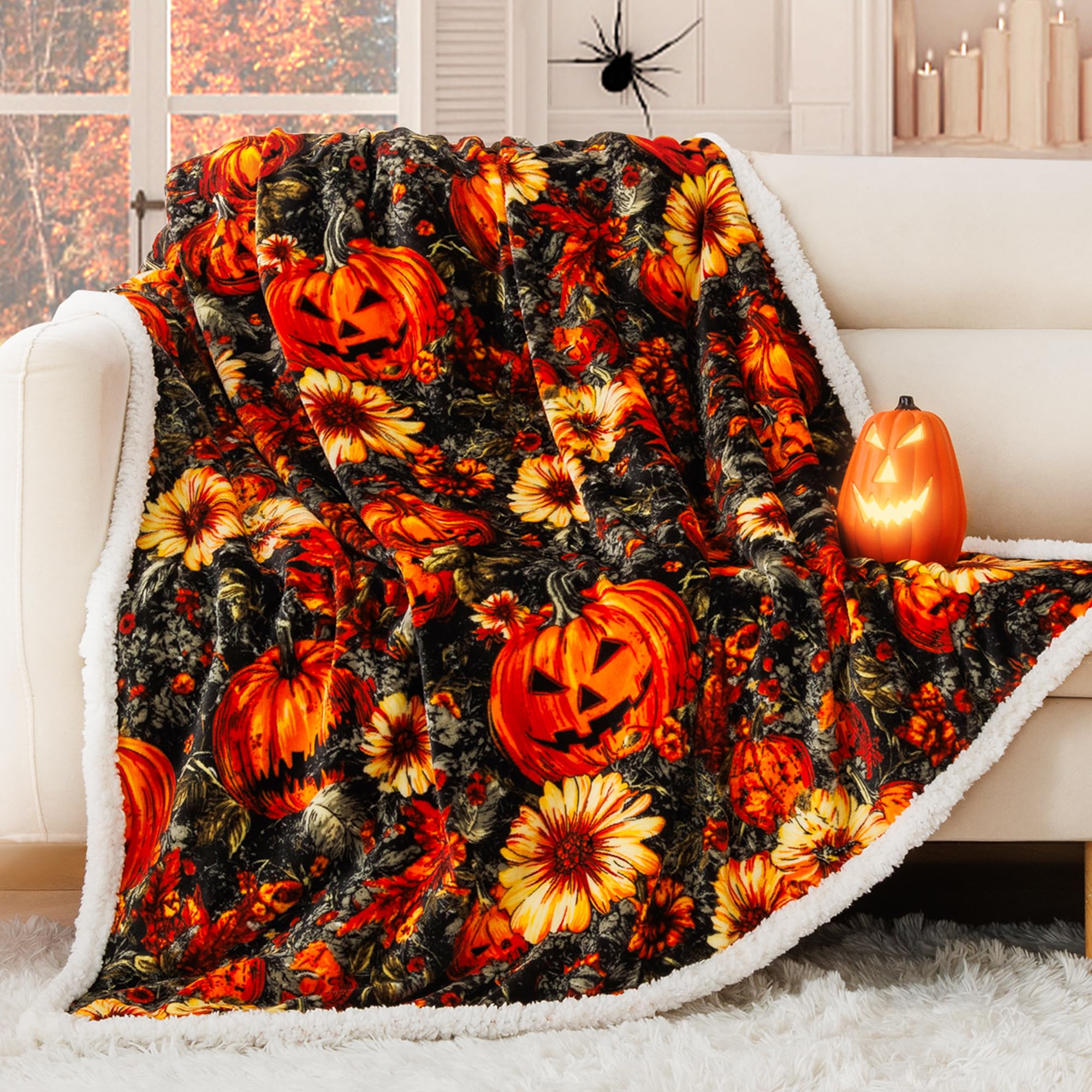 Amazon.com: ROMROL Halloween Throw Blanket Fall Sherpa Pumpkin
