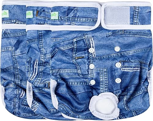 Miniatura 15 de wegreeco Pañales lavables para perras, pañales reutilizables altamente absorbentes para perritas en celo para el ciclo de calor, paquete de 3