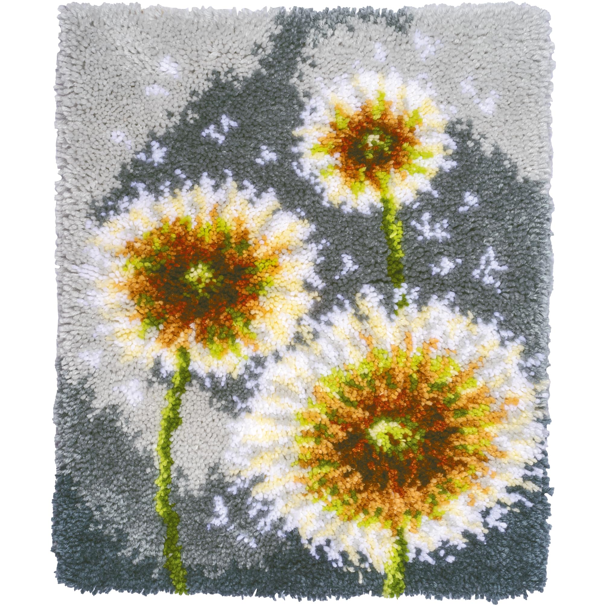 VERVACO Knüpfteppich Set DIY Handarbeit Knüpfset für Anfänger FLUSENBLUME Teppich zum Selber Knüpfen Basteln Erwachsene Kreativ Set ca. 43 x 54 cm Latch Hook Kit Knüpfhaken Haus Dekoration