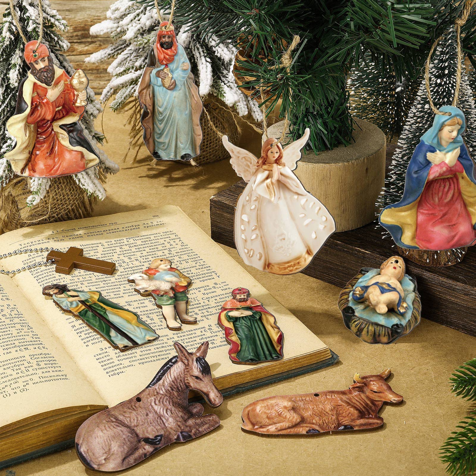 Weihnachtskrippe Tischdekoration Aus Holz – 3-teiliges Set, Rustikaler Vintage-Stil, Für Weihnachtsdeko