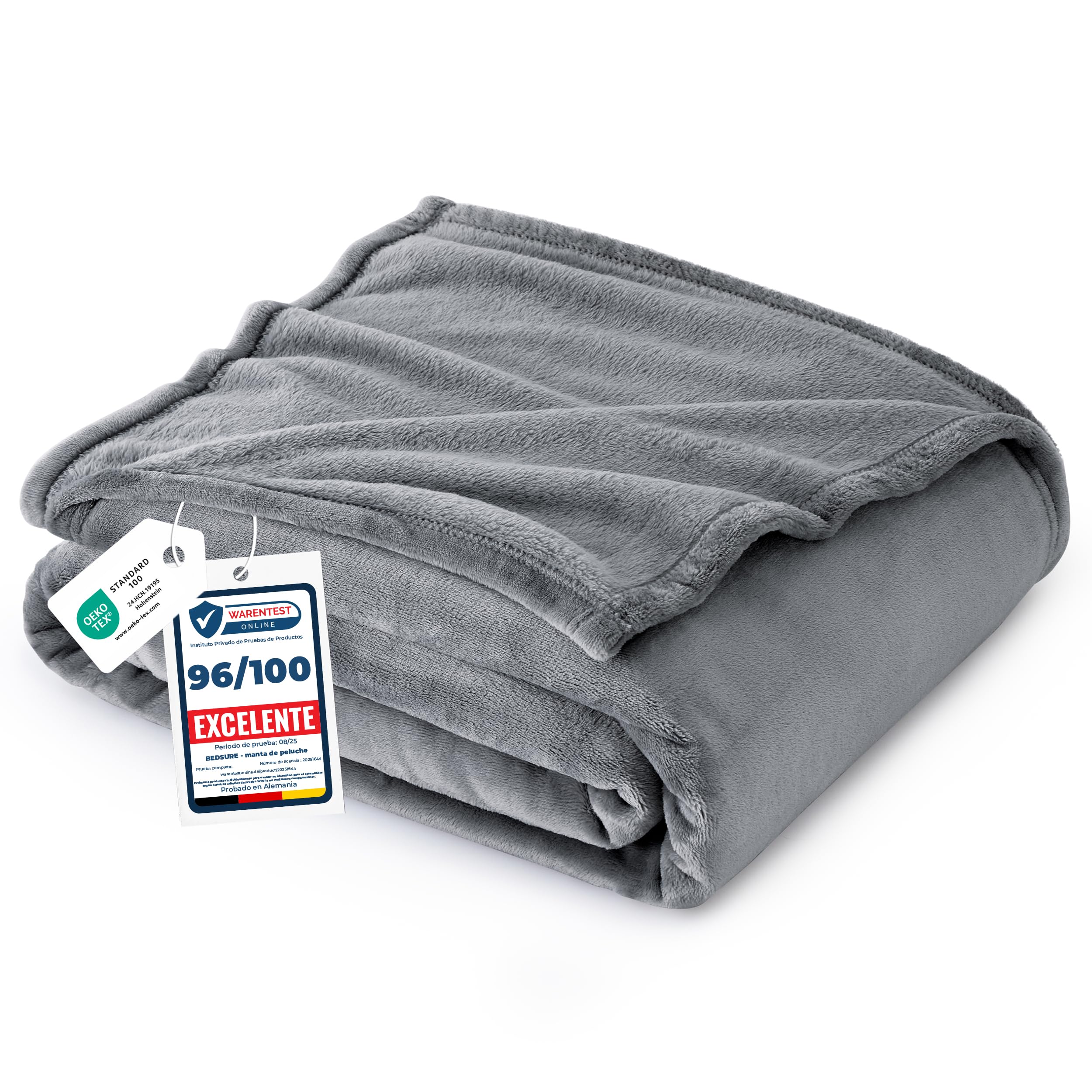 Bedsure Plush Blanket Fleece Blanket - Soft Warm Living Blanket, Sofa Blanket, XL Blanket, Sofa Blanket, Living and Plush Blankets 150x200cm, Grey OEKO-TEX STANDARD 100