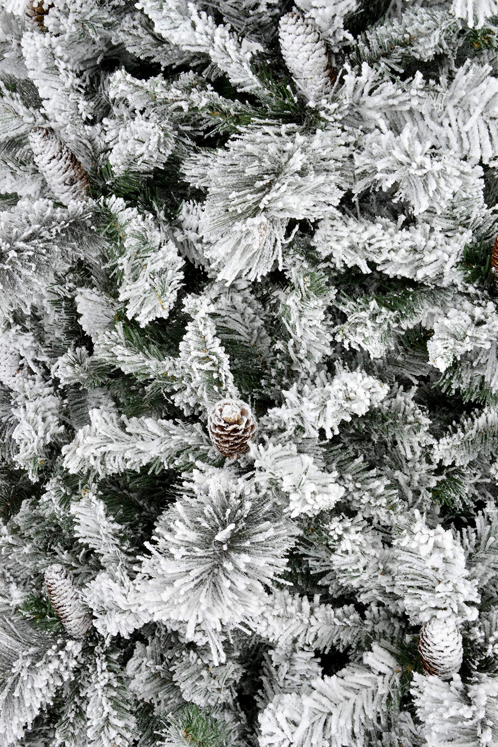 BOP Albero Di Natale Innevato Con Pigne Dafne 240 Cm, Con Borsa Omaggio, Molto Folto E Realistico, Sistema Automatico Di Apertura A Ombrello, Fogliame in PVC e PP, Albero Artificiale Floccato