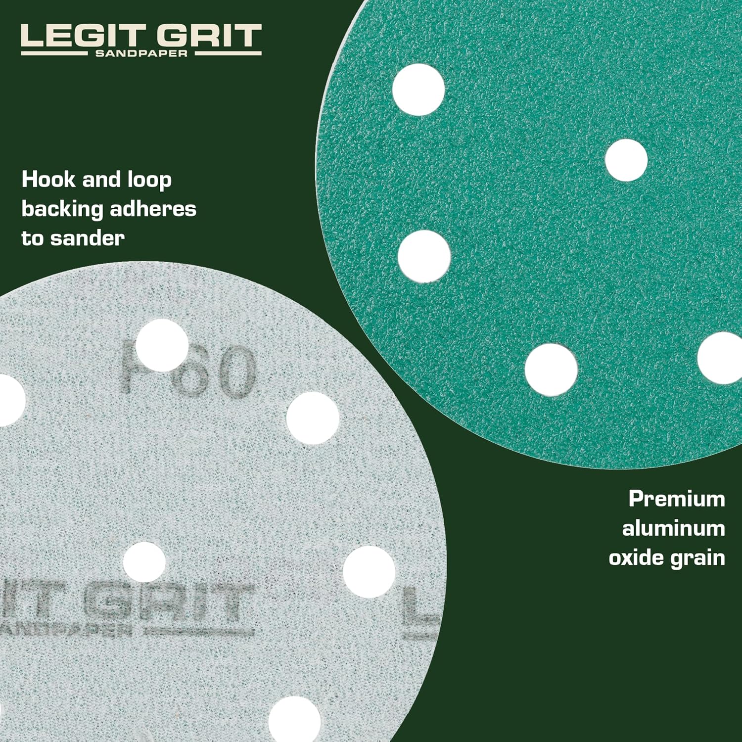 5 inch Sand Paper Disc, 9-Hole, 60 Grit, 150 Pack